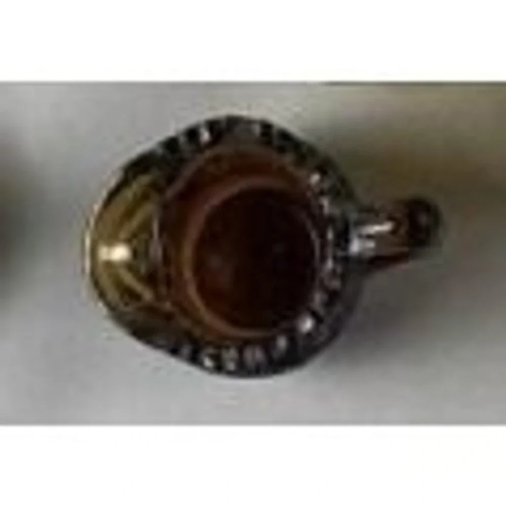 Vintage Amber Pressed Glass Mini Creamer Pitcher Cream Jug Daisy & Button Style